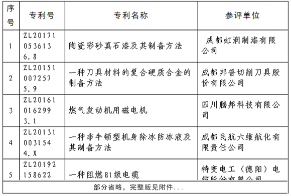 2020年度四川專(zhuān)利獎(jiǎng)評(píng)審結(jié)果公示